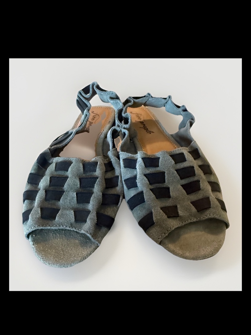 Free People Swift Women Woven Slingback Blue/Black Sandal Size 7.5